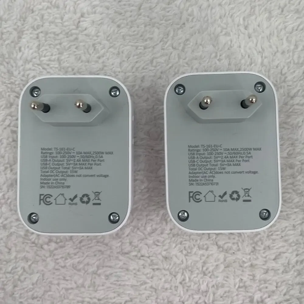 2 Tessan Travel Plug Adapter TS-161-EU-C 4 Outlet/2 USB/1 USB-C US to Europe